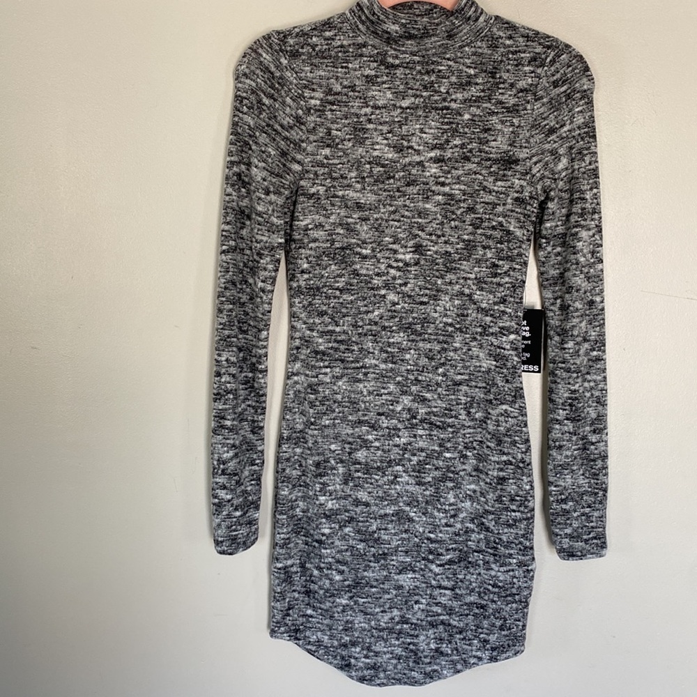 Express Soft Grey Long Sleeve Dress - XS